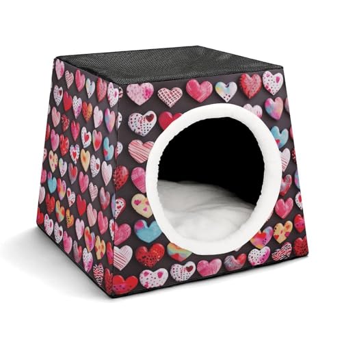 YKUDBN Cozy Capsule Pet Nest for Small Cats and Dogs, Heart Shapes Print Portable Pet Nest Small Pet Nest Capsule Design Pet Nest Small Animal Nest von YKUDBN