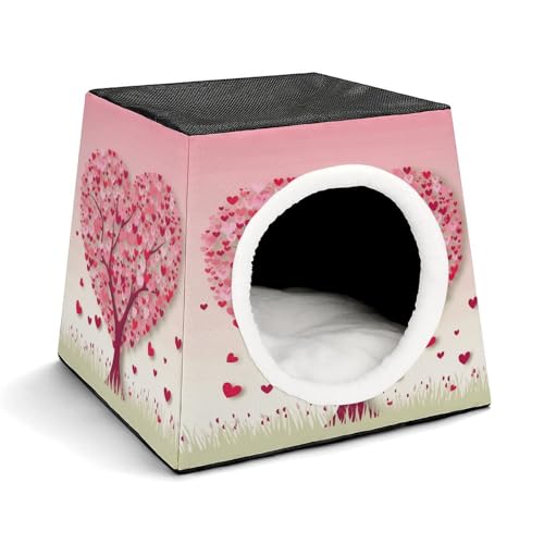 YKUDBN Cozy Capsule Pet Nest for Small Cats and Dogs, Heart Tree Print Portable Pet Nest Small Pet Nest Capsule Design Pet Nest Small Animal Nest von YKUDBN