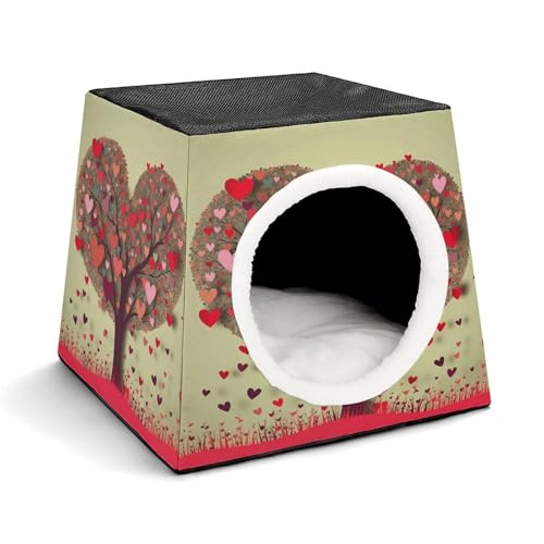 YKUDBN Cozy Capsule Pet Nest for Small Cats and Dogs, Heart Tree Print Portable Pet Nest Small Pet Nest Capsule Design Pet Nest Small Animal Nest von YKUDBN