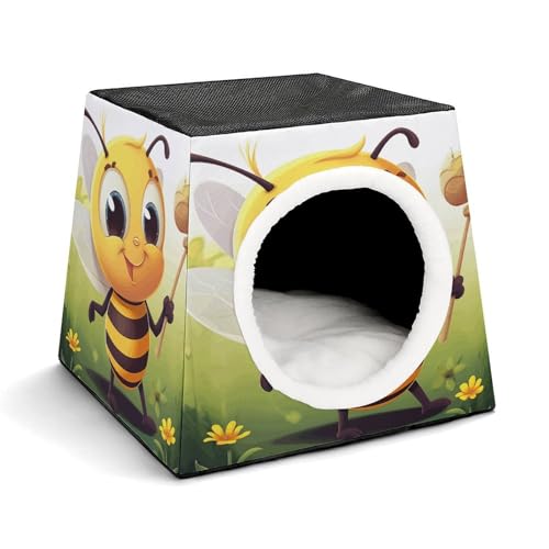 YKUDBN Cozy Capsule Pet Nest for Small Cats and Dogs, Honey Beem Print Portable Pet Nest Small Pet Nest Capsule Design Pet Nest Small Animal Nest von YKUDBN