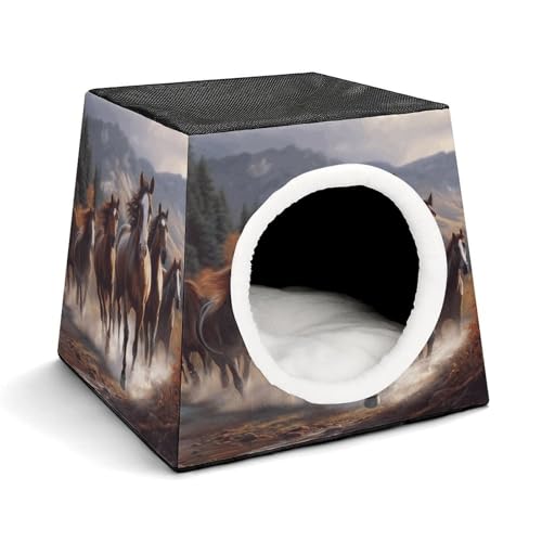 YKUDBN Cozy Capsule Pet Nest for Small Cats and Dogs, Horses Print Portable Pet Nest Small Pet Nest Capsule Design Pet Nest Small Animal Nest von YKUDBN