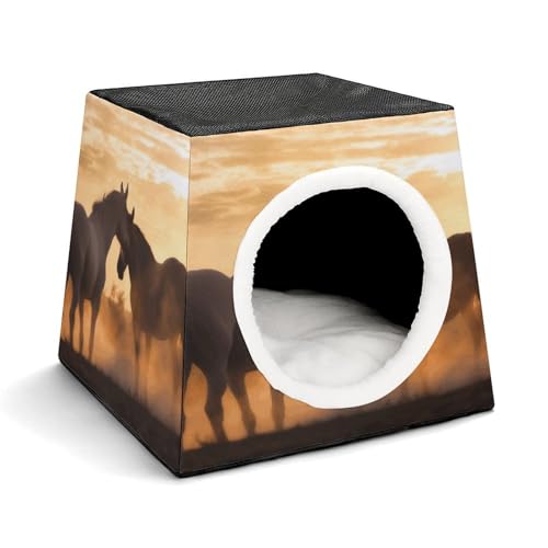 YKUDBN Cozy Capsule Pet Nest for Small Cats and Dogs, Horses in Love Print Portable Pet Nest Small Pet Nest Capsule Design Pet Nest Small Animal Nest von YKUDBN