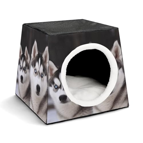 YKUDBN Cozy Capsule Pet Nest for Small Cats and Dogs, Husky Dog Print Portable Pet Nest Small Pet Nest Capsule Design Pet Nest Small Animal Nest von YKUDBN