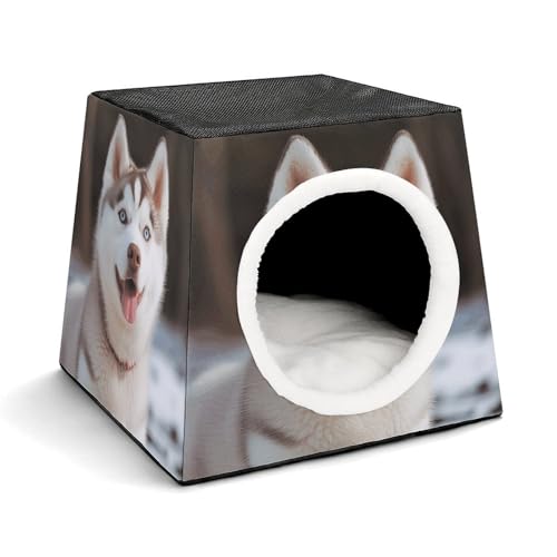 YKUDBN Cozy Capsule Pet Nest for Small Cats and Dogs, Husky Piquant Dog Print Portable Pet Nest Small Pet Nest Capsule Design Pet Nest Small Animal Nest von YKUDBN