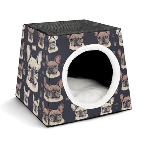 YKUDBN Cozy Capsule Pet Nest for Small Cats and Dogs, I Love French Bulldog Print Portable Pet Nest Small Pet Nest Capsule Design Pet Nest Small Animal Nest von YKUDBN