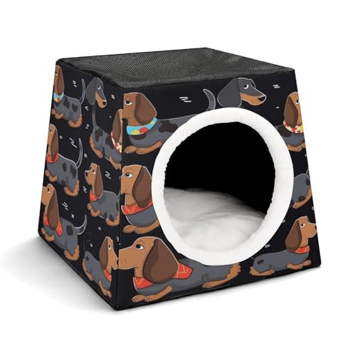 YKUDBN Cozy Capsule Pet Nest for Small Cats and Dogs, I Love My Dog Dackel Print Portable Pet Nest Small Pet Nest Capsule Design Pet Nest Small Animal Nest von YKUDBN