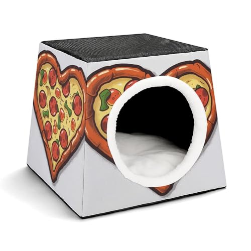 YKUDBN Cozy Capsule Pet Nest for Small Cats and Dogs, I Love Pizza Heart Print Portable Pet Nest Small Pet Nest Capsule Design Pet Nest Small Animal Nest von YKUDBN