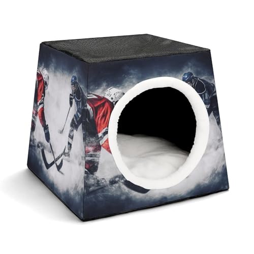 YKUDBN Cozy Capsule Pet Nest for Small Cats and Dogs, Ice Hockey Art Print Portable Pet Nest Small Pet Nest Capsule Design Pet Nest Small Animal Nest von YKUDBN