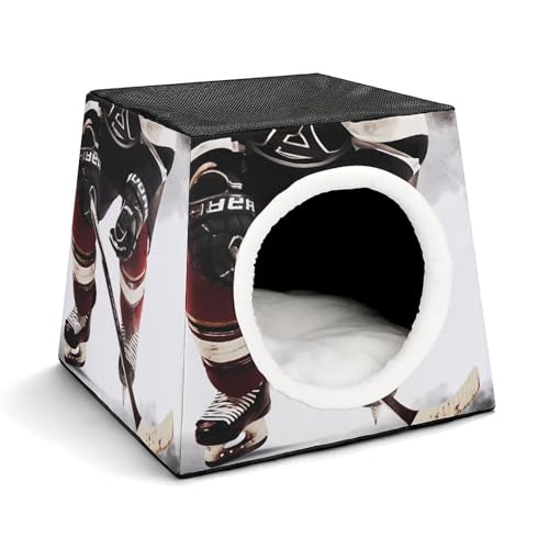 YKUDBN Cozy Capsule Pet Nest for Small Cats and Dogs, Ice Hockey Pattern Print Portable Pet Nest Small Pet Nest Capsule Design Pet Nest Small Animal Nest von YKUDBN