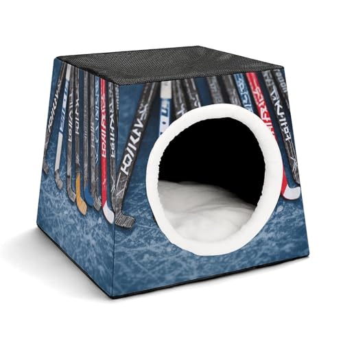 YKUDBN Cozy Capsule Pet Nest for Small Cats and Dogs, Ice Hockey Sticks Print Portable Pet Nest Small Pet Nest Capsule Design Pet Nest Small Animal Nest von YKUDBN