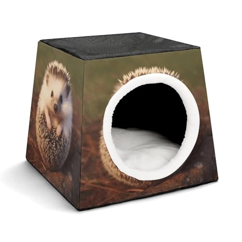 YKUDBN Cozy Capsule Pet Nest for Small Cats and Dogs, Igel Print Portable Pet Nest Small Pet Nest Capsule Design Pet Nest Small Animal Nest von YKUDBN