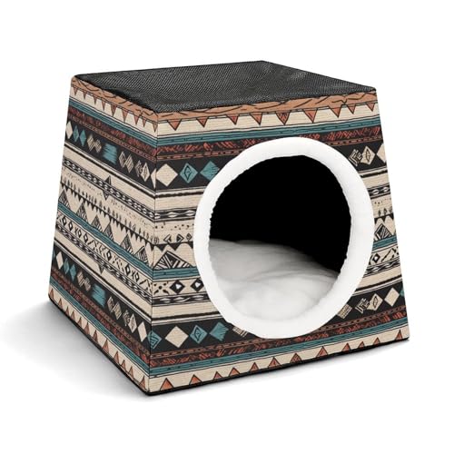 YKUDBN Cozy Capsule Pet Nest for Small Cats and Dogs, Indianer-Muster Print Portable Pet Nest Small Pet Nest Capsule Design Pet Nest Small Animal Nest von YKUDBN