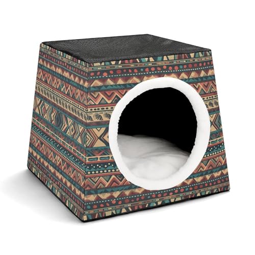 YKUDBN Cozy Capsule Pet Nest for Small Cats and Dogs, Indianer-Print Portable Pet Nest Small Pet Nest Capsule Design Pet Nest Small Animal Nest von YKUDBN