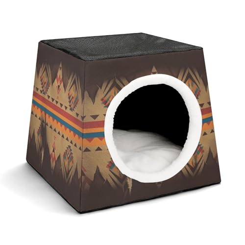 YKUDBN Cozy Capsule Pet Nest for Small Cats and Dogs, Indianer Print Portable Pet Nest Small Pet Nest Capsule Design Pet Nest Small Animal Nest von YKUDBN