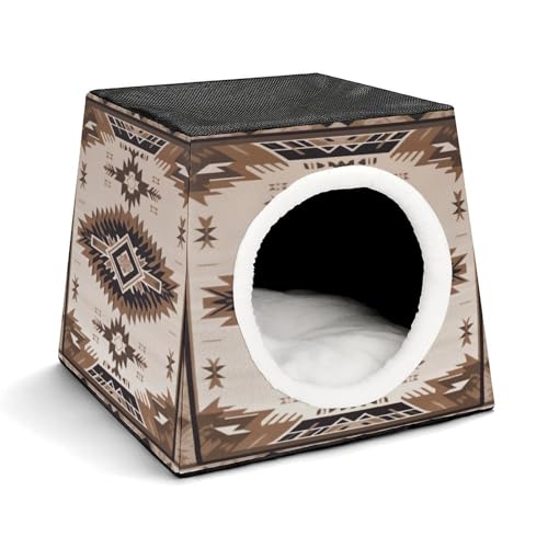 YKUDBN Cozy Capsule Pet Nest for Small Cats and Dogs, Indianer Print Portable Pet Nest Small Pet Nest Capsule Design Pet Nest Small Animal Nest von YKUDBN