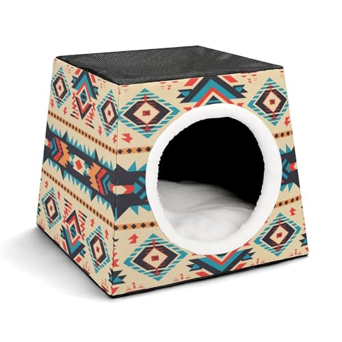 YKUDBN Cozy Capsule Pet Nest for Small Cats and Dogs, Indianer-Print Portable Pet Nest Small Pet Nest Capsule Design Pet Nest Small Animal Nest von YKUDBN