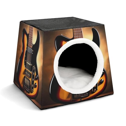 YKUDBN Cozy Capsule Pet Nest for Small Cats and Dogs, Instrumental Guitar Print Portable Pet Nest Small Pet Nest Capsule Design Pet Nest Small Animal Nest von YKUDBN