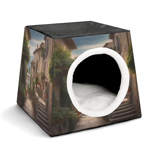 YKUDBN Cozy Capsule Pet Nest for Small Cats and Dogs, Italy Toskana Print Portable Pet Nest Small Pet Nest Capsule Design Pet Nest Small Animal Nest von YKUDBN