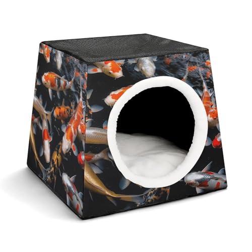 YKUDBN Cozy Capsule Pet Nest for Small Cats and Dogs, Japan Fancy Carp Fishes Print Portable Pet Nest Small Pet Nest Capsule Design Pet Nest Small Animal Nest von YKUDBN