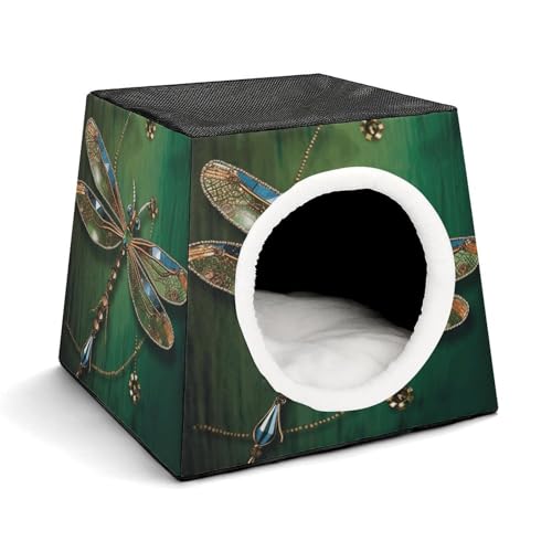 YKUDBN Cozy Capsule Pet Nest for Small Cats and Dogs, Jewel Libelle Print Portable Pet Nest Small Pet Nest Capsule Design Pet Nest Small Animal Nest von YKUDBN