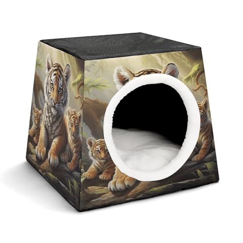 YKUDBN Cozy Capsule Pet Nest for Small Cats and Dogs, Jungle Tigers Cub Print Portable Pet Nest Small Pet Nest Capsule Design Pet Nest Small Animal Nest von YKUDBN