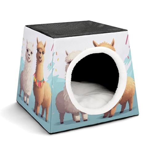 YKUDBN Cozy Capsule Pet Nest for Small Cats and Dogs, Lama Alpaka Print Portable Pet Nest Small Pet Nest Capsule Design Pet Nest Small Animal Nest von YKUDBN