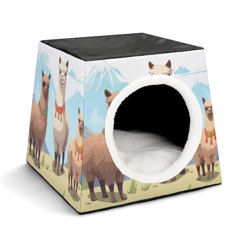 YKUDBN Cozy Capsule Pet Nest for Small Cats and Dogs, Lama and Alpaca Print Portable Pet Nest Small Pet Nest Capsule Design Pet Nest Small Animal Nest von YKUDBN