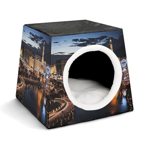 YKUDBN Cozy Capsule Pet Nest for Small Cats and Dogs, Las Vegas Night View Print Portable Pet Nest Small Pet Nest Capsule Design Pet Nest Small Animal Nest von YKUDBN