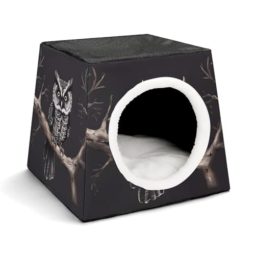 YKUDBN Cozy Capsule Pet Nest for Small Cats and Dogs, Late Night Owl Print Portable Pet Nest Small Pet Nest Capsule Design Pet Nest Small Animal Nest von YKUDBN