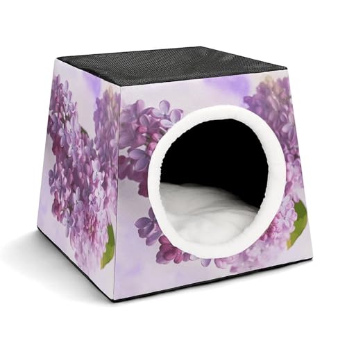 YKUDBN Cozy Capsule Pet Nest for Small Cats and Dogs, Lilac Flowers Print Portable Pet Nest Small Pet Nest Capsule Design Pet Nest Small Animal Nest von YKUDBN