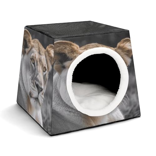 YKUDBN Cozy Capsule Pet Nest for Small Cats and Dogs, Lioness with Blue Green Eyes Print Portable Pet Nest Small Pet Nest Capsule Design Pet Nest Small Animal Nest von YKUDBN