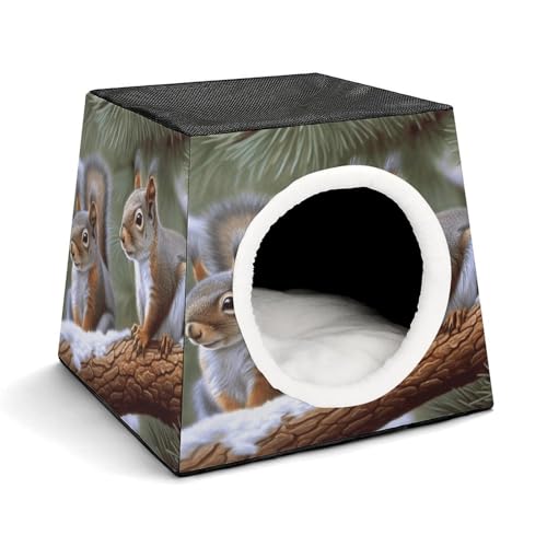 YKUDBN Cozy Capsule Pet Nest for Small Cats and Dogs, Little Squirrel Print Portable Pet Nest Small Pet Nest Capsule Design Pet Nest Small Animal Nest von YKUDBN