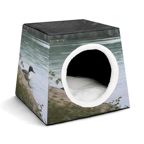 YKUDBN Cozy Capsule Pet Nest for Small Cats and Dogs, Loon Nature Birds Print Portable Pet Nest Small Pet Nest Capsule Design Pet Nest Small Animal Nest von YKUDBN