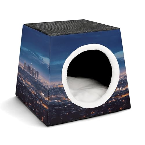 YKUDBN Cozy Capsule Pet Nest for Small Cats and Dogs, Los Angeles Skyline Print Portable Pet Nest Small Pet Nest Capsule Design Pet Nest Small Animal Nest von YKUDBN