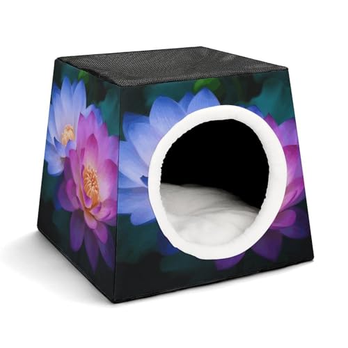 YKUDBN Cozy Capsule Pet Nest for Small Cats and Dogs, Lotus Flower Print Portable Pet Nest Small Pet Nest Capsule Design Pet Nest Small Animal Nest von YKUDBN