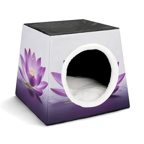 YKUDBN Cozy Capsule Pet Nest for Small Cats and Dogs, Lotus Flower Purple Print Portable Pet Nest Small Pet Nest Capsule Design Pet Nest Small Animal Nest von YKUDBN