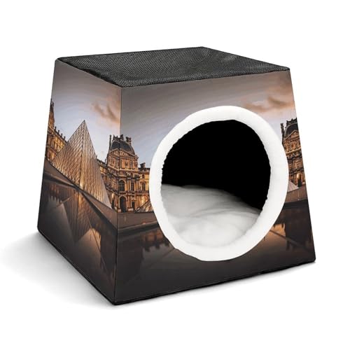 YKUDBN Cozy Capsule Pet Nest for Small Cats and Dogs, Louvre Museum in Paris Print Portable Pet Nest Small Pet Nest Capsule Design Pet Nest Small Animal Nest von YKUDBN