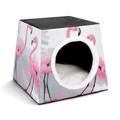 YKUDBN Cozy Capsule Pet Nest for Small Cats and Dogs, Love Flamingo Print Portable Pet Nest Small Pet Nest Capsule Design Pet Nest Small Animal Nest von YKUDBN