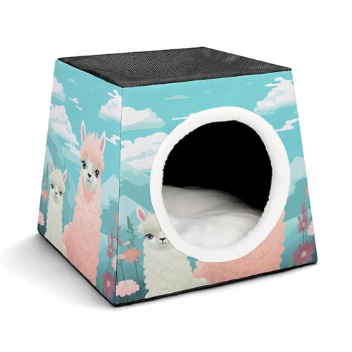 YKUDBN Cozy Capsule Pet Nest for Small Cats and Dogs, Lovely Alpaca Print Portable Pet Nest Small Pet Nest Capsule Design Pet Nest Small Animal Nest von YKUDBN