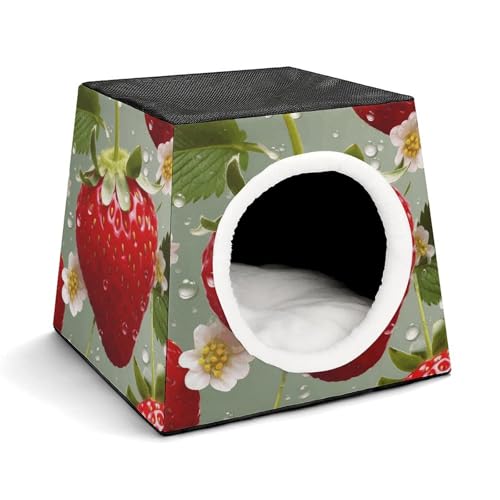 YKUDBN Cozy Capsule Pet Nest for Small Cats and Dogs, Lovely Strawberry Print Portable Pet Nest Small Pet Nest Capsule Design Pet Nest Small Animal Nest von YKUDBN