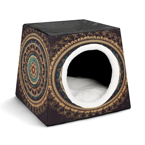 YKUDBN Cozy Capsule Pet Nest for Small Cats and Dogs, Mandala Print Portable Pet Nest Small Pet Nest Capsule Design Pet Nest Small Animal Nest von YKUDBN