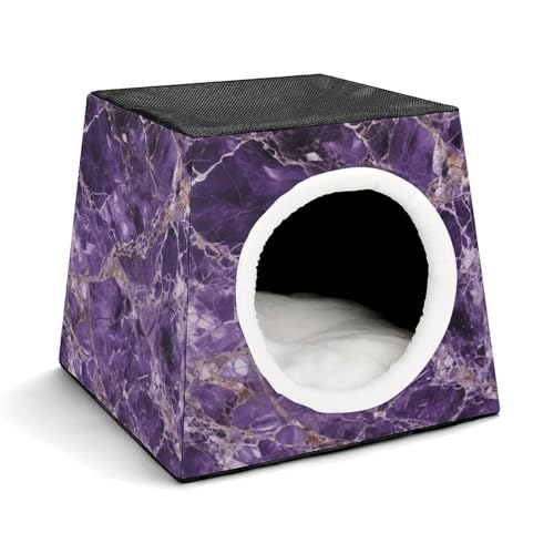 YKUDBN Cozy Capsule Pet Nest for Small Cats and Dogs, Marble Purple Print Portable Pet Nest Small Pet Nest Capsule Design Pet Nest Small Animal Nest von YKUDBN