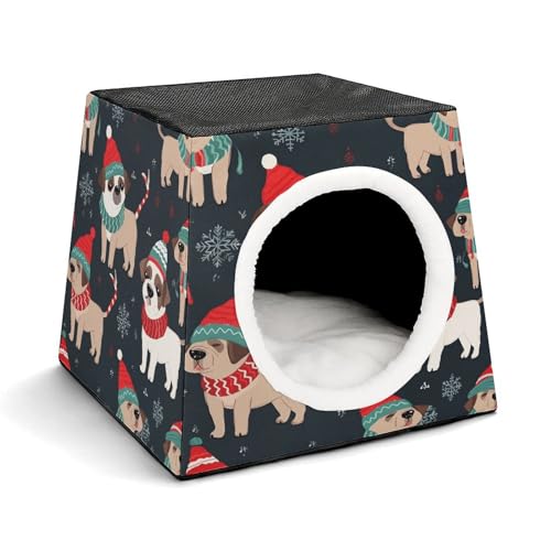 YKUDBN Cozy Capsule Pet Nest for Small Cats and Dogs, Merry Christmas Dog Print Portable Pet Nest Small Pet Nest Capsule Design Pet Nest Small Animal Nest von YKUDBN