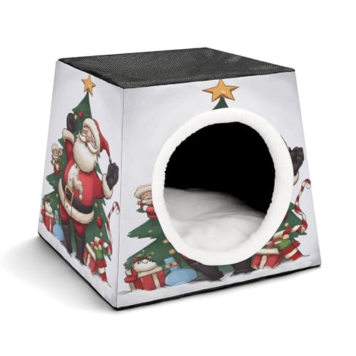 YKUDBN Cozy Capsule Pet Nest for Small Cats and Dogs, Merry Christmas Print Portable Pet Nest Small Pet Nest Capsule Design Pet Nest Small Animal Nest von YKUDBN