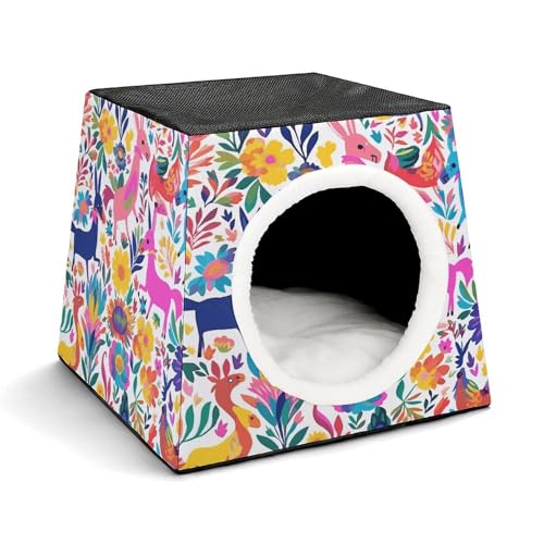 YKUDBN Cozy Capsule Pet Nest for Small Cats and Dogs, Mexican Otomi Animals Print Portable Pet Nest Small Pet Nest Capsule Design Pet Nest Small Animal Nest von YKUDBN