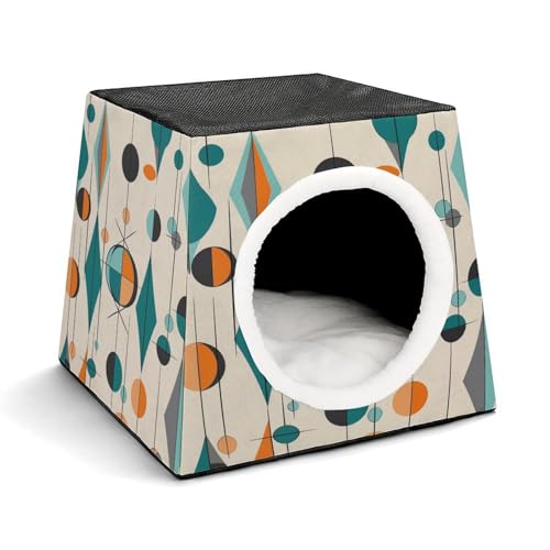 YKUDBN Cozy Capsule Pet Nest for Small Cats and Dogs, Mid Century Geometric Print Portable Pet Nest Small Pet Nest Capsule Design Pet Nest Small Animal Nest von YKUDBN