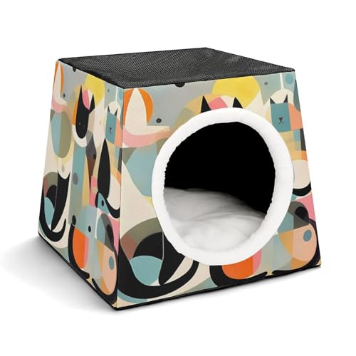 YKUDBN Cozy Capsule Pet Nest for Small Cats and Dogs, Mid-Century Modern Art Cat Print Portable Pet Nest Small Pet Nest Capsule Design Pet Nest Small Animal Nest von YKUDBN