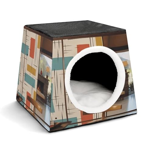 YKUDBN Cozy Capsule Pet Nest for Small Cats and Dogs, Mid Century Modern Print Portable Pet Nest Small Pet Nest Capsule Design Pet Nest Small Animal Nest von YKUDBN