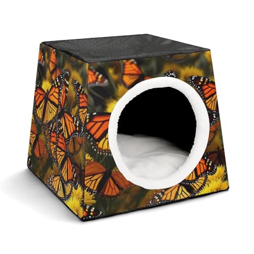 YKUDBN Cozy Capsule Pet Nest for Small Cats and Dogs, Monarch Butterflie Print Portable Pet Nest Small Pet Nest Capsule Design Pet Nest Small Animal Nest von YKUDBN