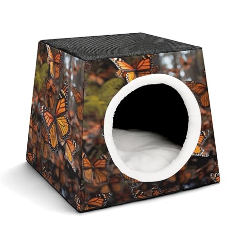 YKUDBN Cozy Capsule Pet Nest for Small Cats and Dogs, Monarch Butterflies Print Portable Pet Nest Small Pet Nest Capsule Design Pet Nest Small Animal Nest von YKUDBN